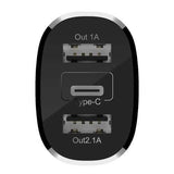 ROCK Type C Car Charger 5A Dual USB Type-C Charger Adapter For iPhone X 8/8plus Samsung  S8 Oneplus