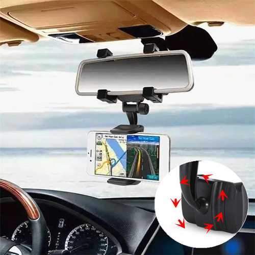 Bakeey ALT-5 360 Rotation Rear View Mirror Mount Phone Holder for Phone 3.5-5.5 inches