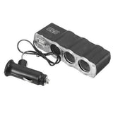 Car Cigarette Lighter Socket Splitter 3-Way USB Charger Adapter DC 12V +USB Port For iphoneX 8/8Plus