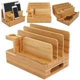 Bamboo Charging Dock Stand Holder Organizer For Apple Watch Smart Phone Tablet