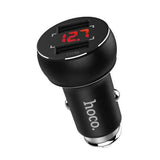 HOCO 3.1A Dual USB Ports Digital Display Fast Car Charger For Mobile Phone Camera Tablet Laptop