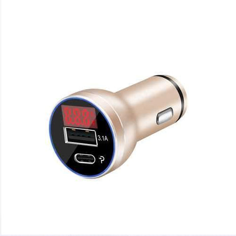 Bakeey D9P 18W Dual Ports PD Type C Fast Car Charger With LED Digital Voltage Current Monitor