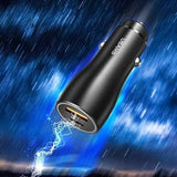 USAMS C6 5.4A PD QC3.0 Type C Fast Car Charger With LED Light For iPhone X S9 Xiaomi Mi8 Oneplus 6