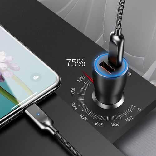 USAMS C6 5.4A PD QC3.0 Type C Fast Car Charger With LED Light For iPhone X S9 Xiaomi Mi8 Oneplus 6