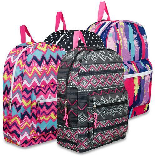Case of [24] 17" Basic Girls Backpack - 4 Assorted Prints
