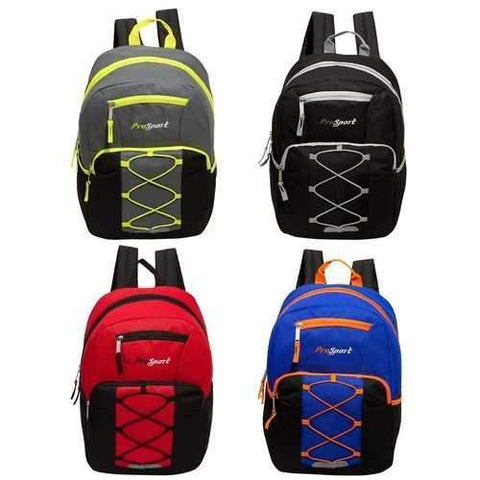 Case of [24] 17" Classic Bungee Backpack - 4 Assorted Colors