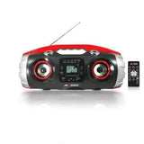 AXESS Portable Bluetooth FM Radio CD MP3 USB SD Heavy Bass Boombox Red